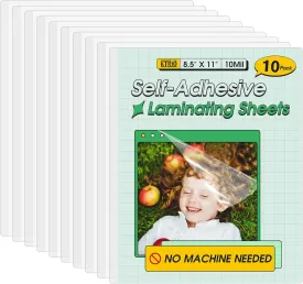 KTRIO Self Adhesive Laminating Pouches for Photos, Waterproof, 10 Mil Thick, No Laminating Machine Needed