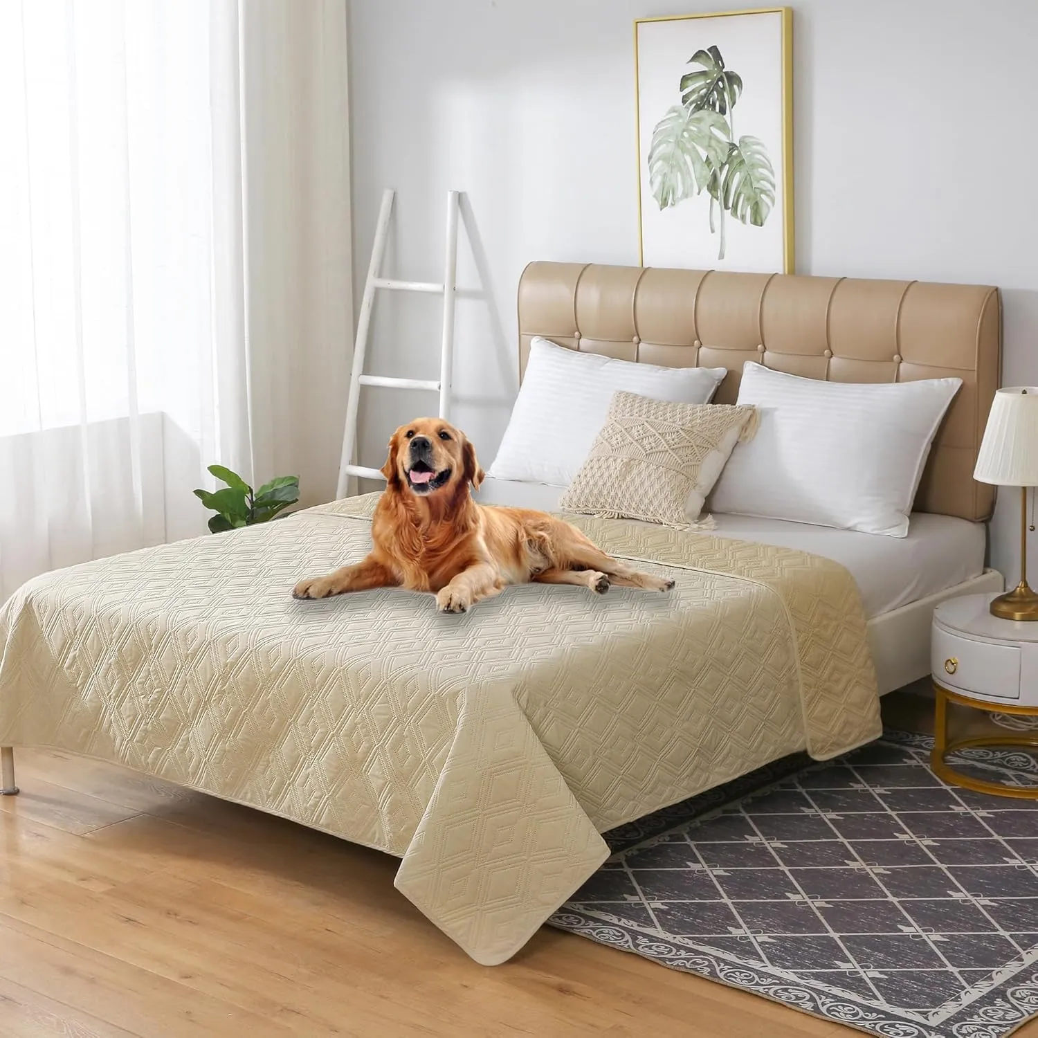 LPMOERA Waterproof Dog Sofa Couch Cover Non-Slip Pet Bed Blanket Couch Cover Quilted Mattress Protector Sofa Bed Protector Slipcover Beige 68 * 82 Inch(Pack of 1)