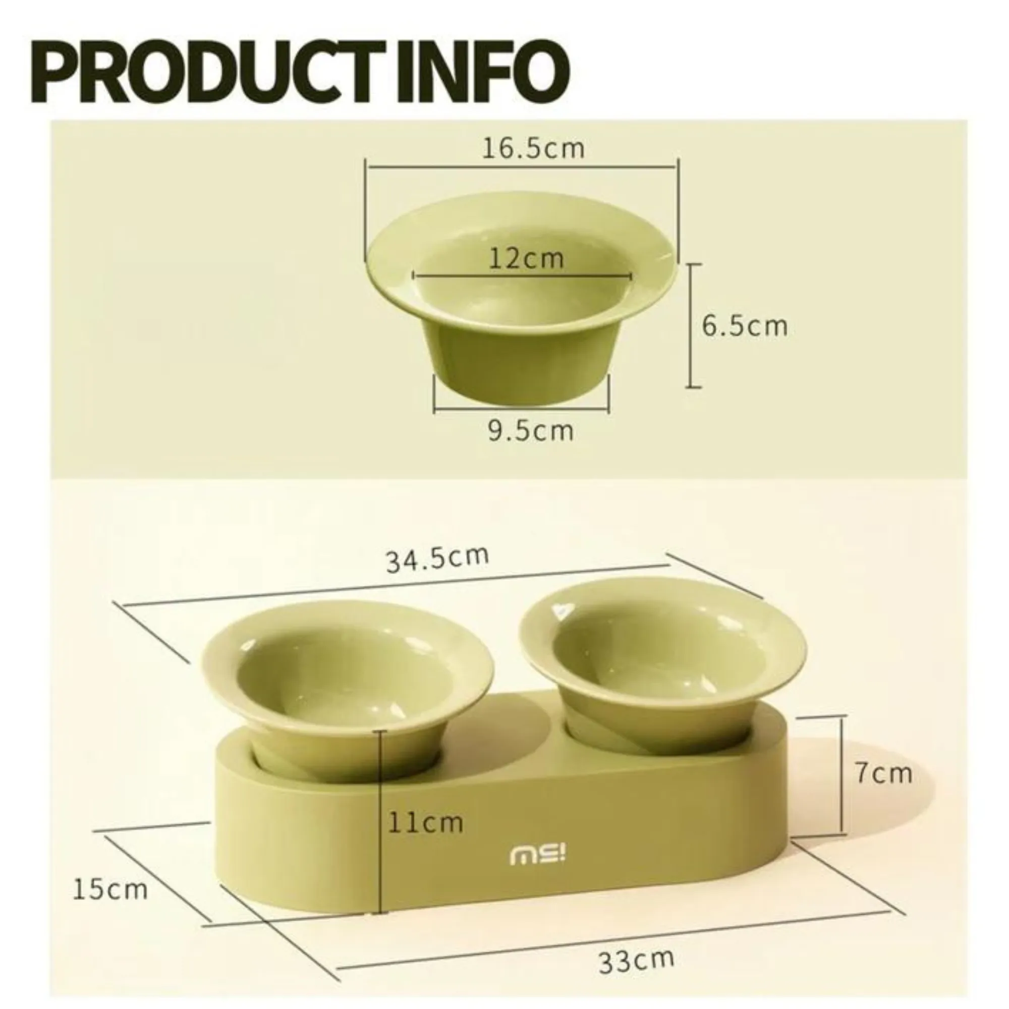 Makesure Jingle 2 in 1 Ceramic Pet Bowl Green