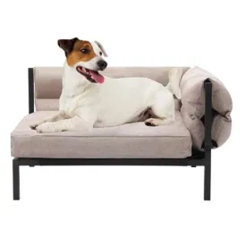 Medium Linen Beige Elevated Sofa Pet Bed - 64.5cm x 49cm x 38.5cm