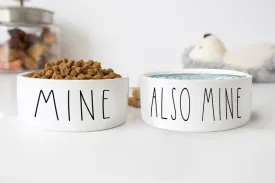 Mine & Also Mine White Ceramic Pet Food Bowl Set of 2