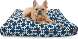 Navy Blue Links Small Rectangle Indoor Outdoor Pet Dog Bed With Removable Washable Cover By Majestic Pet Products
