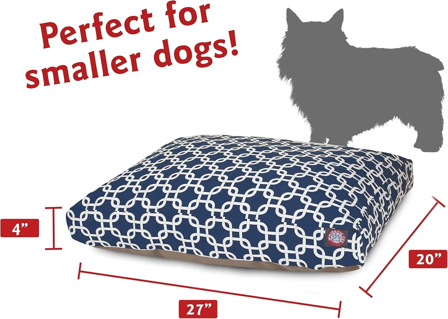 Navy Blue Links Small Rectangle Indoor Outdoor Pet Dog Bed With Removable Washable Cover By Majestic Pet Products