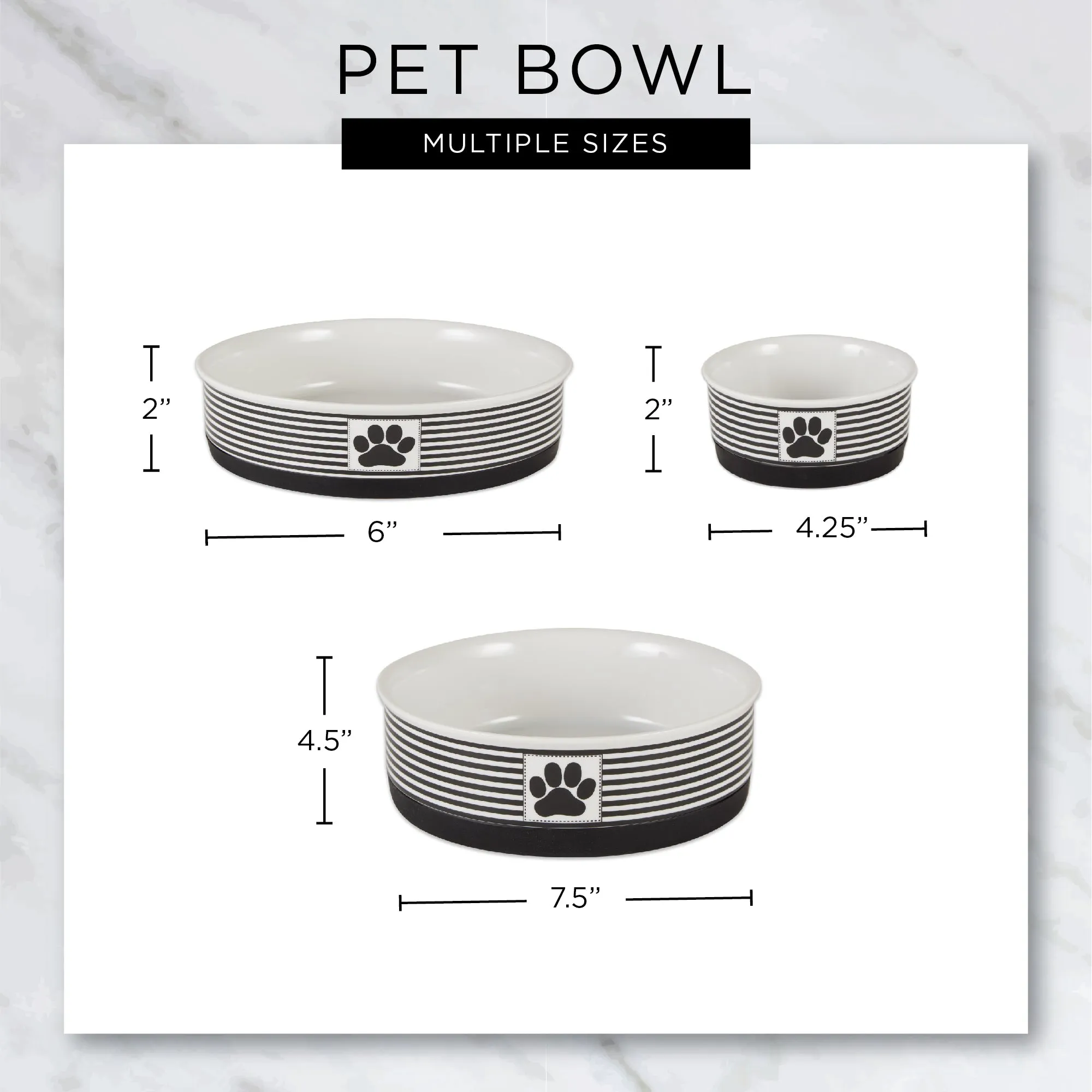 Navy Trellis Paw Print Pet Bowl Set/2, Small - 3/4 C Capacity