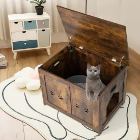 NNECW Cat Litter Box Enclosure with Top Opening & Side Entrance