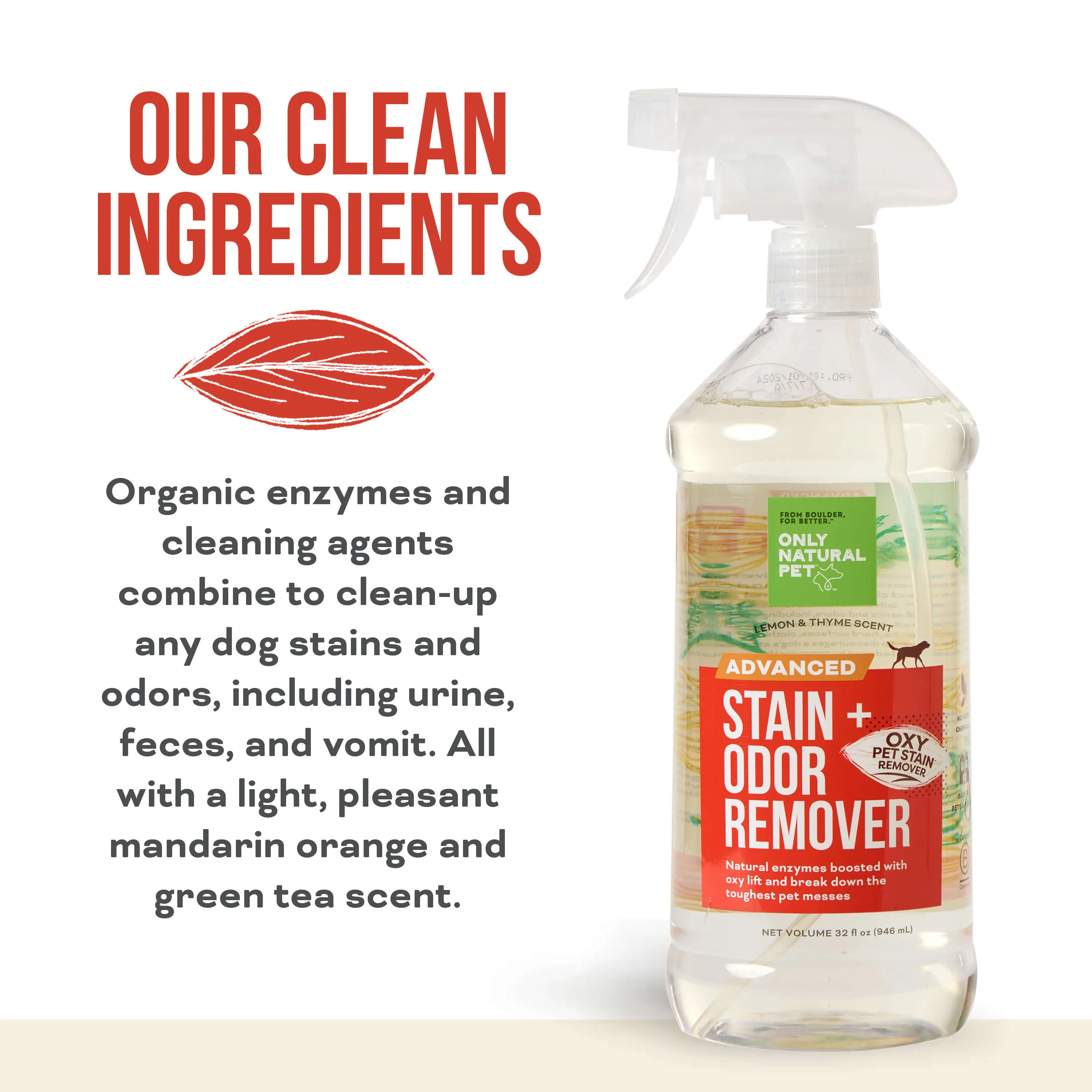 Only Natural Pet Advanced Dog Stain   Odor Remover with Oxy 32 oz