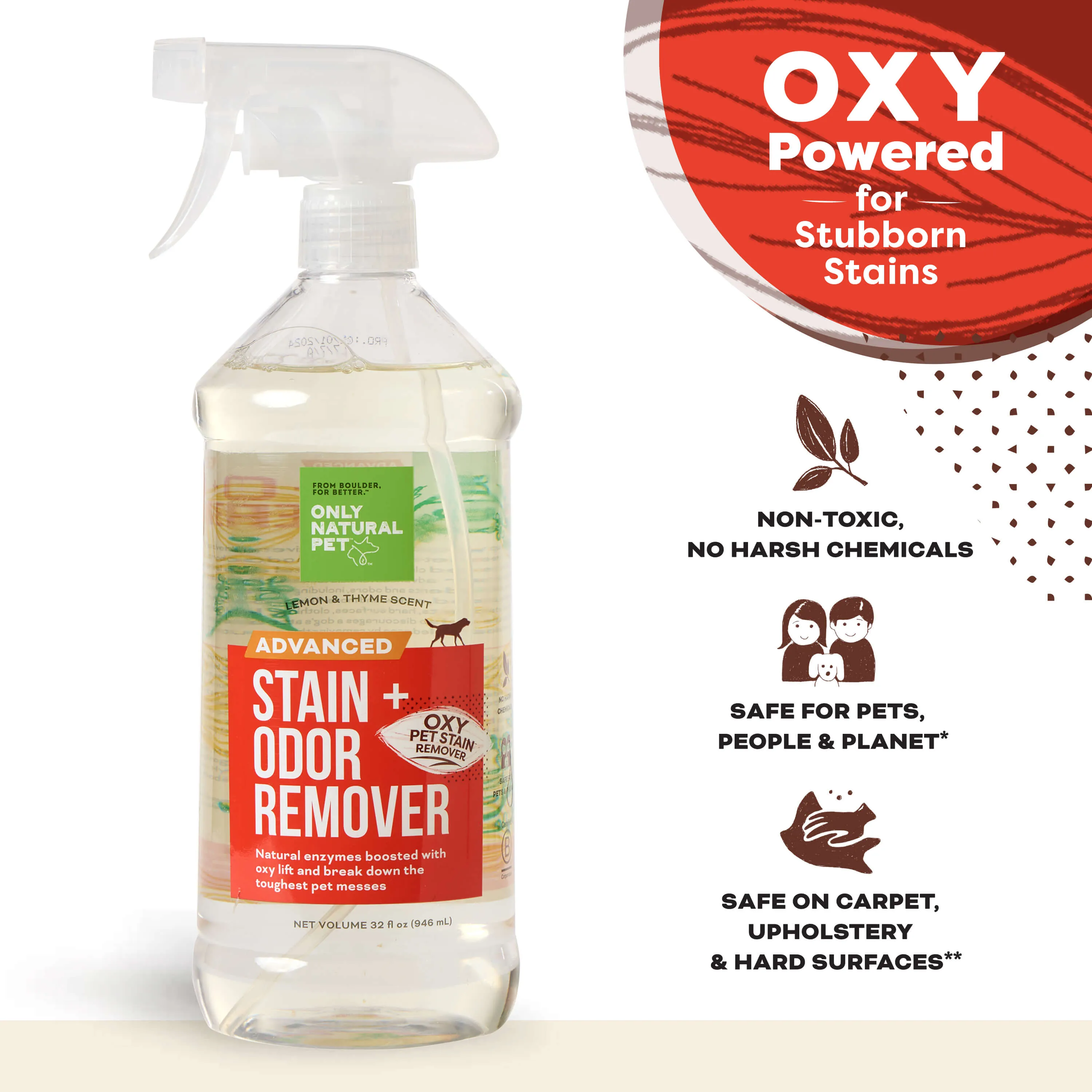 Only Natural Pet Advanced Dog Stain   Odor Remover with Oxy 32 oz