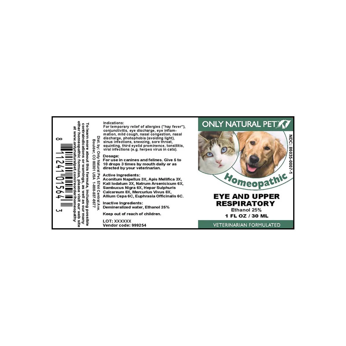 Only Natural Pet Eye & Upper Respiratory Support for Dogs & Cats