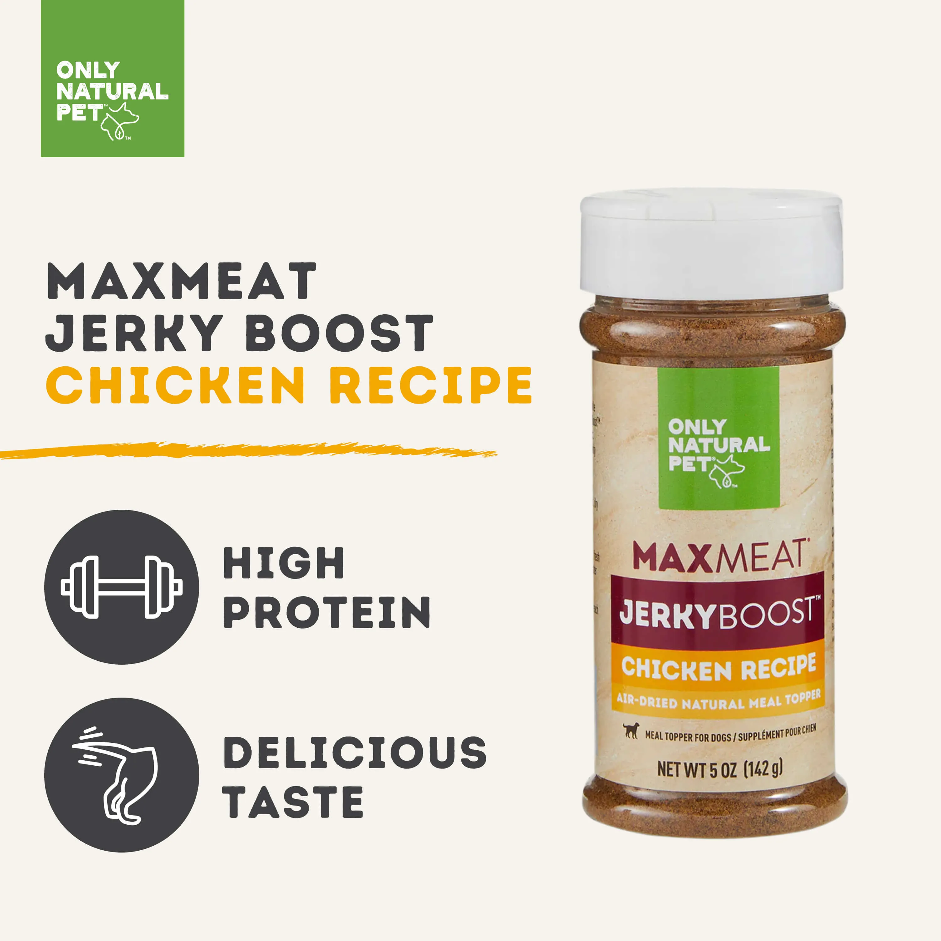 Only Natural Pet MaxMeat Jerky Boost Air-Dried Natural Meal Topper Chicken Recipe for Dogs