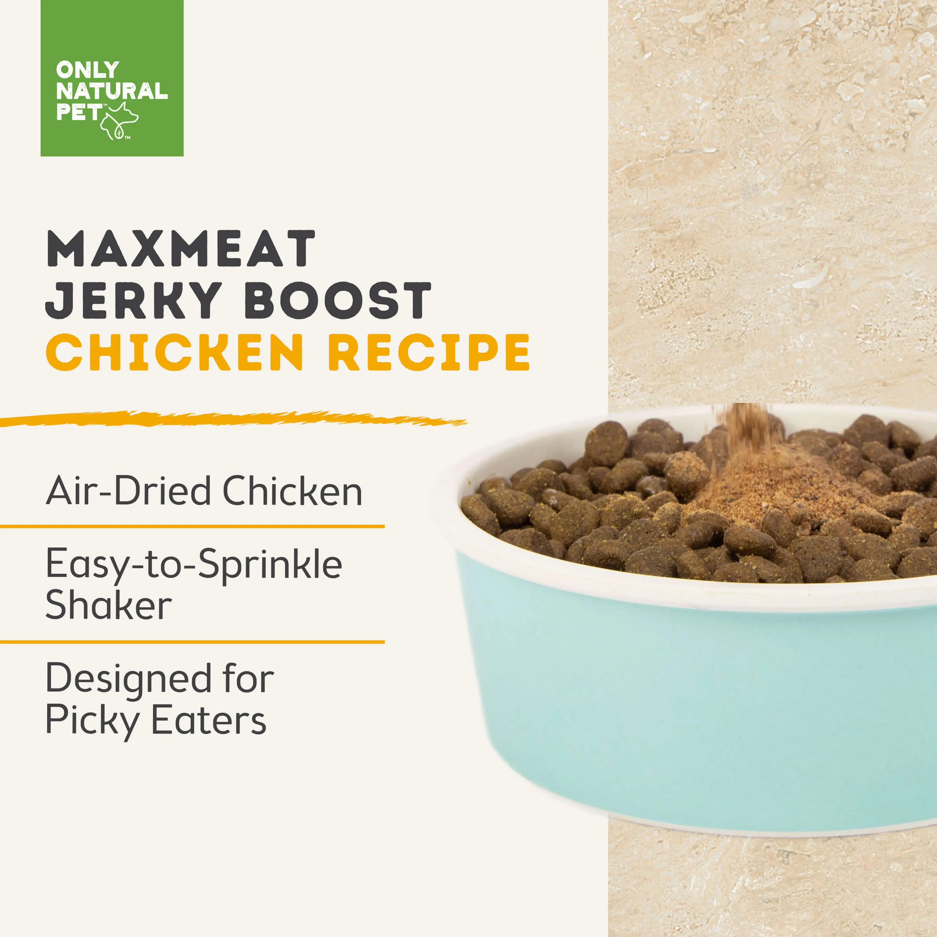 Only Natural Pet MaxMeat Jerky Boost Air-Dried Natural Meal Topper Chicken Recipe for Dogs
