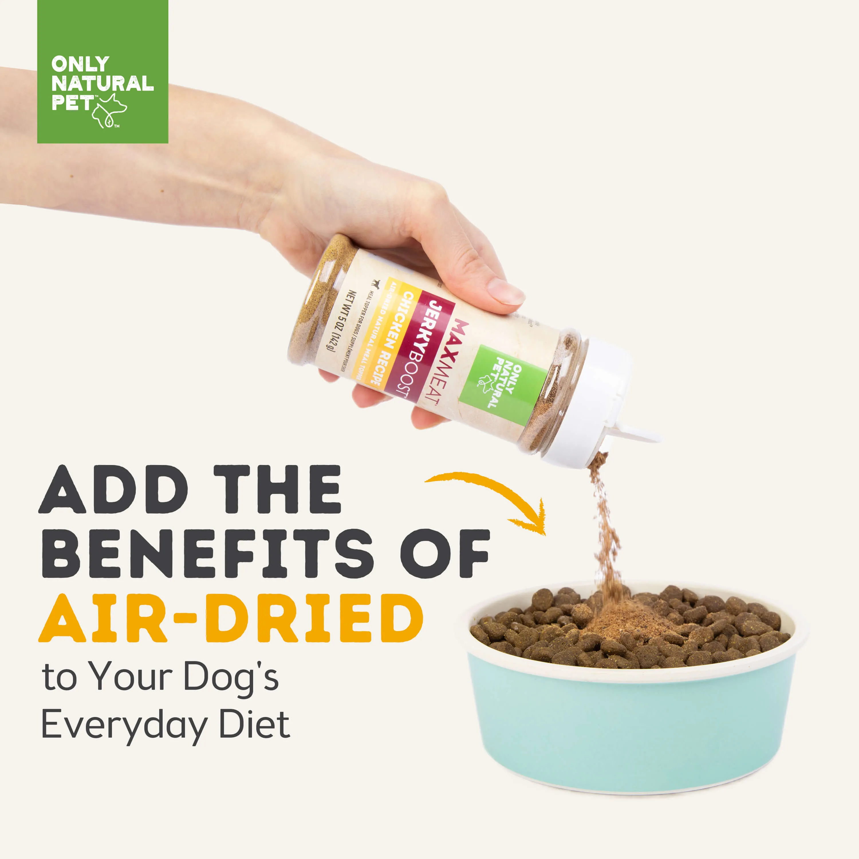 Only Natural Pet MaxMeat Jerky Boost Air-Dried Natural Meal Topper Chicken Recipe for Dogs
