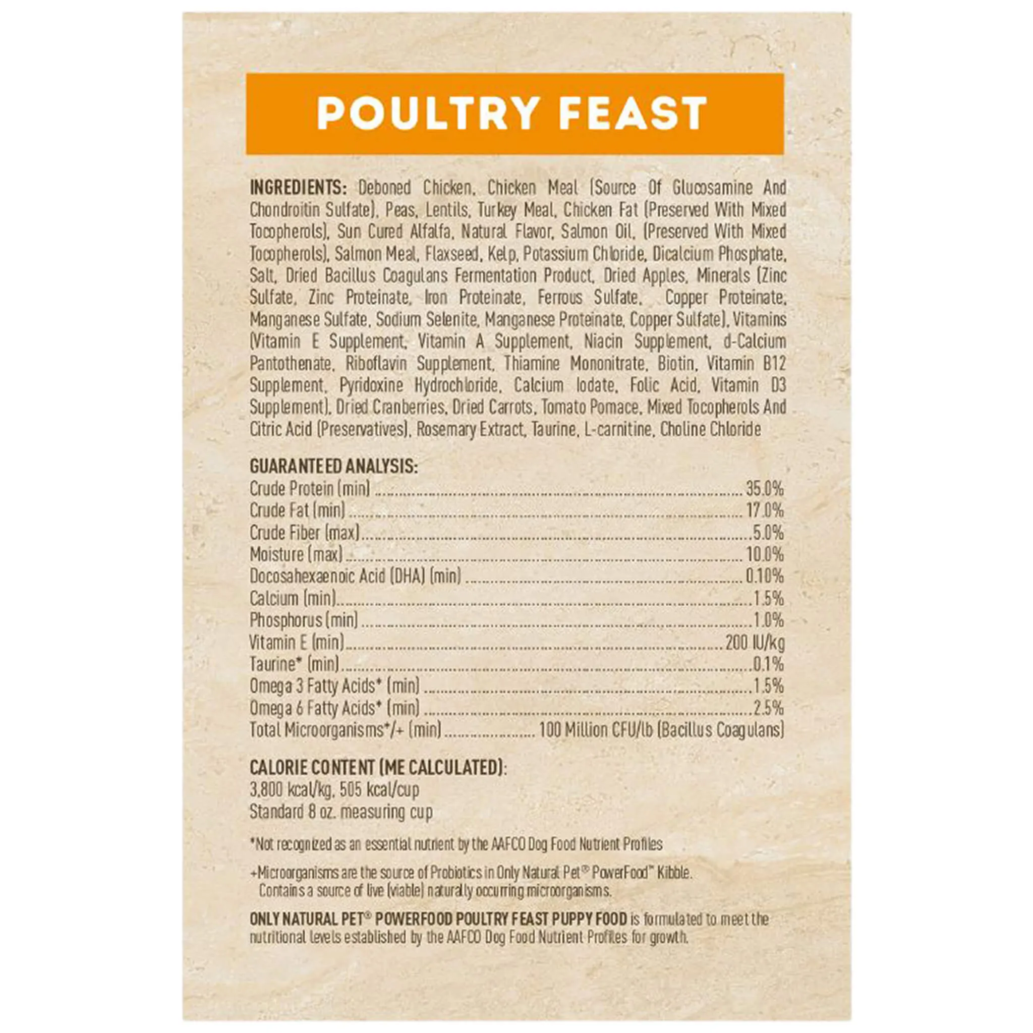 Only Natural Pet PowerFood Chicken and Poultry Feast Grain Free Puppy Food