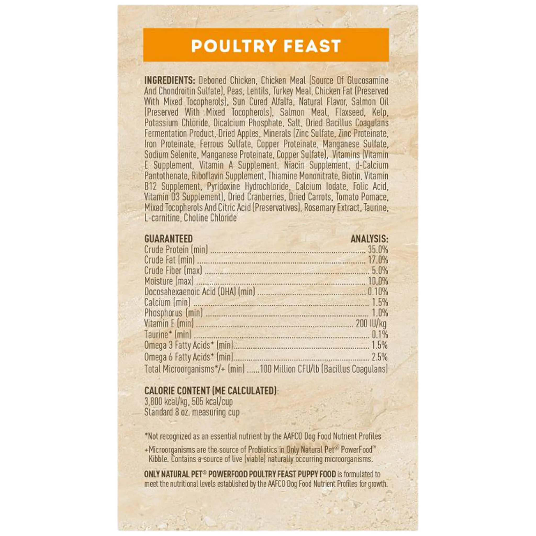 Only Natural Pet PowerFood Chicken and Poultry Feast Grain Free Puppy Food