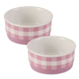 Pansy Petite Check Pet Bowl Set of 2, Small - 3/4 C Capacity