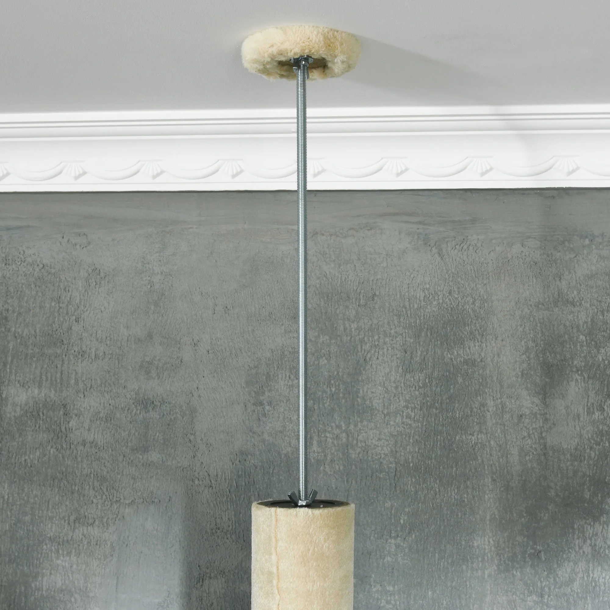 PawHut 255cm Cat Tree Tower w/ Scratching Post, Cat House, Ball, Platform, Beige