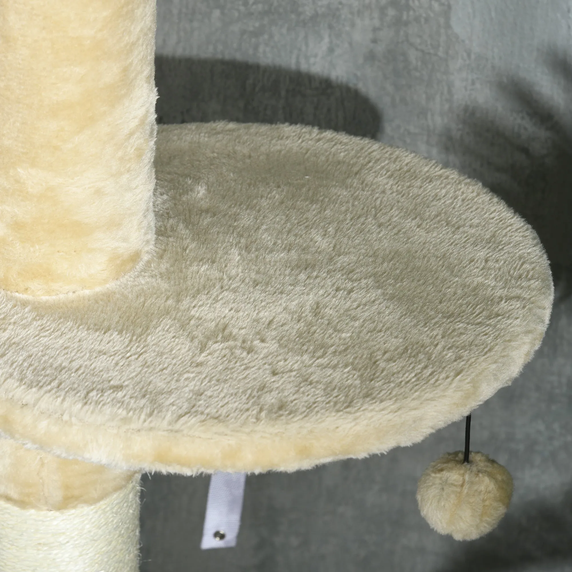 PawHut 255cm Cat Tree Tower w/ Scratching Post, Cat House, Ball, Platform, Beige