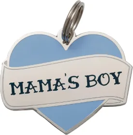 Personalized 'Mama's Boy' Pet ID Tag - Custom Engraved Dog Tags for Pets - Durable Brass, Silver Plating, Free Engraving for Dog's Name, Perfect for Dog Collars & Leashes
