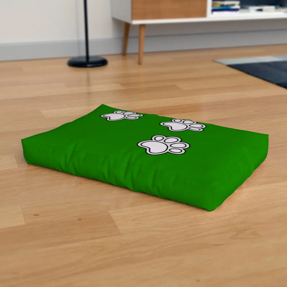 Pet Bed - Paws on Green