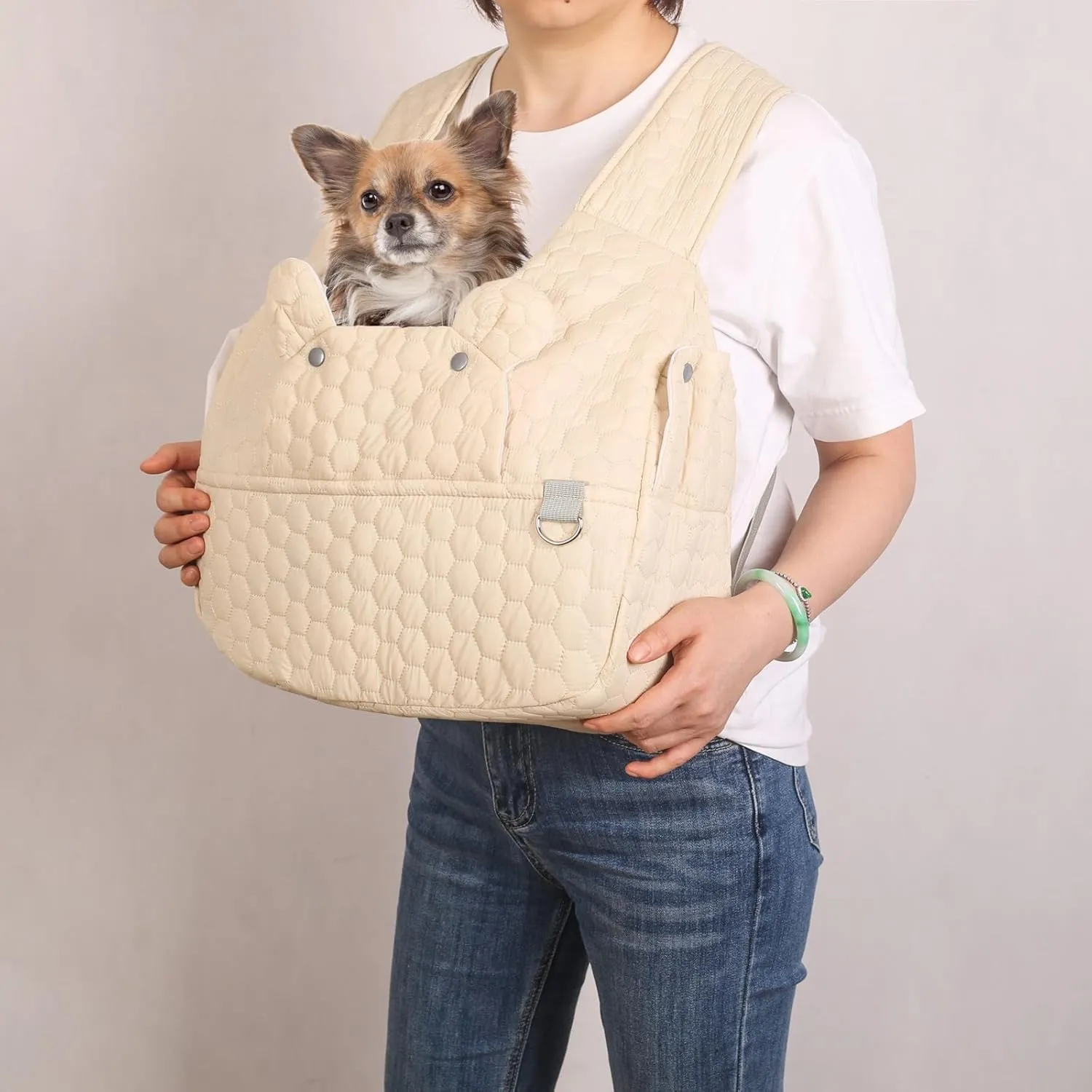 Pet Carrier Backpack for Cats and Small Dogs, Front Facing Dog Carrier Sling,Easy Fit 6-20Lbs Pets (Beige)