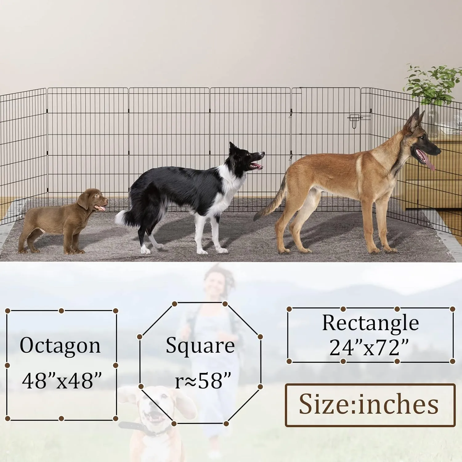 Pet Playpen Dog Pen Foldable Dog Exercise Fence 8 Panels 36 Inch Kennels Pet Playpen Options Ideal for Pet Medium Animals Outdoor Indoor