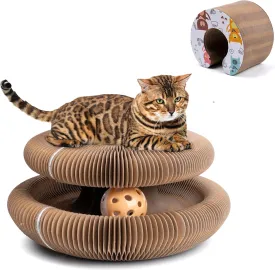PetnBeyond Magic Organ Cat Scratching Board with Toy Kring Ball - Perfect Cat Scratching Solution for Indoor Cats - Durable and Recyclable Cardboard Cat Scratcher with Zero Odor Interactive Toy