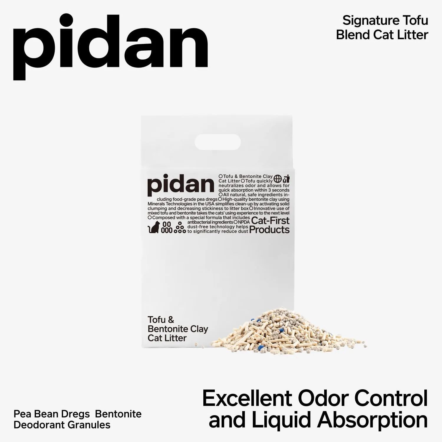 pidan Mixed Tofu Cat Litter - Dust-Free, Fast Drying, and Flushable Clumping Cat Litter - Unscented Kitty Litter for Odor Control5.3lb2bags
