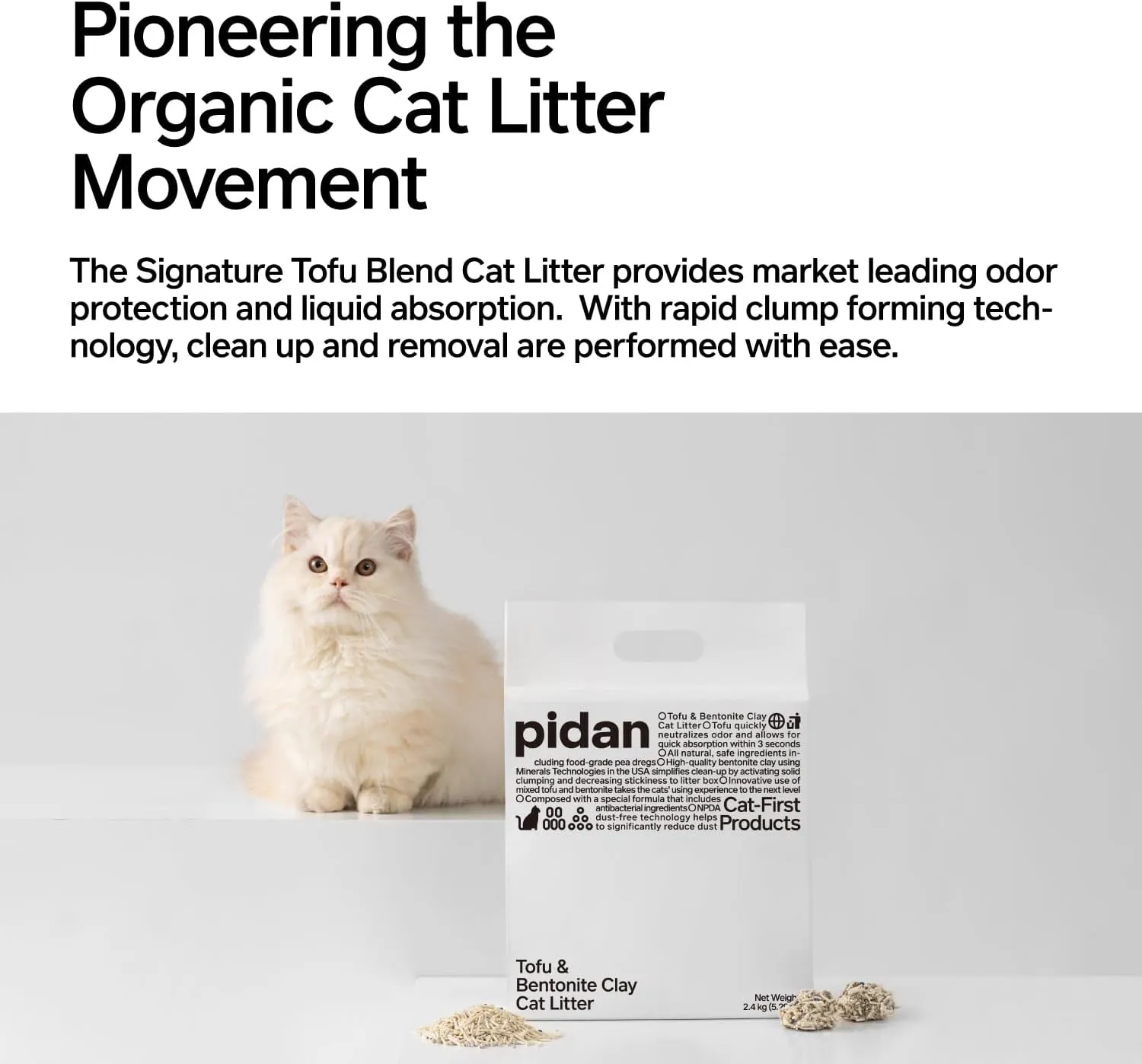 pidan Mixed Tofu Cat Litter - Dust-Free, Fast Drying, and Flushable Clumping Cat Litter - Unscented Kitty Litter for Odor Control5.3lb2bags