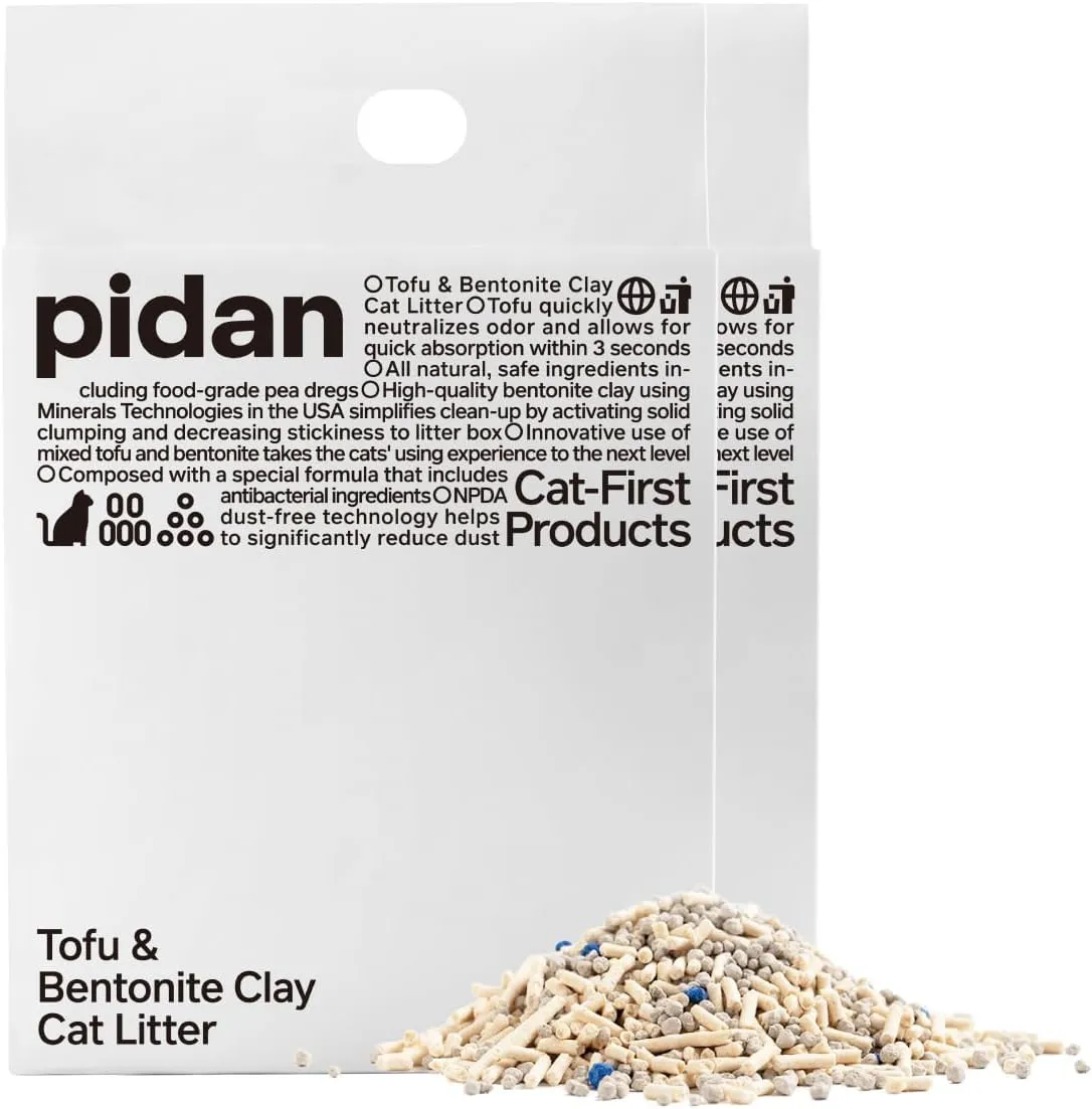 pidan Mixed Tofu Cat Litter - Dust-Free, Fast Drying, and Flushable Clumping Cat Litter - Unscented Kitty Litter for Odor Control5.3lb2bags