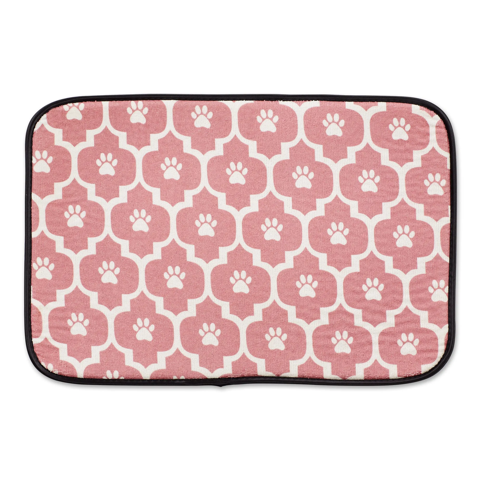 Pink/Off White Lattice Paw Pet Mat