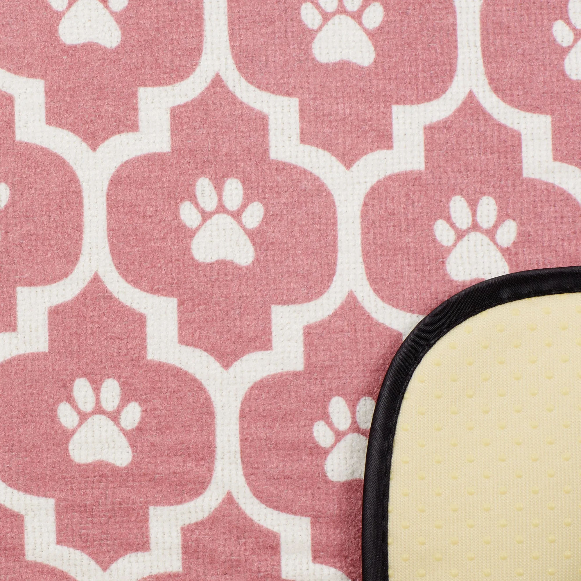 Pink/Off White Lattice Paw Pet Mat