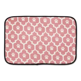 Pink/Off White Lattice Paw Pet Mat