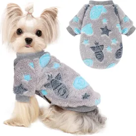 PuppyWear Glow Fleece Dog Clothes - Warm Pullover Sweater, Night Glow Cat Costume, Winter Pet Coat Jacket for Small Dogs, Boys & Girls