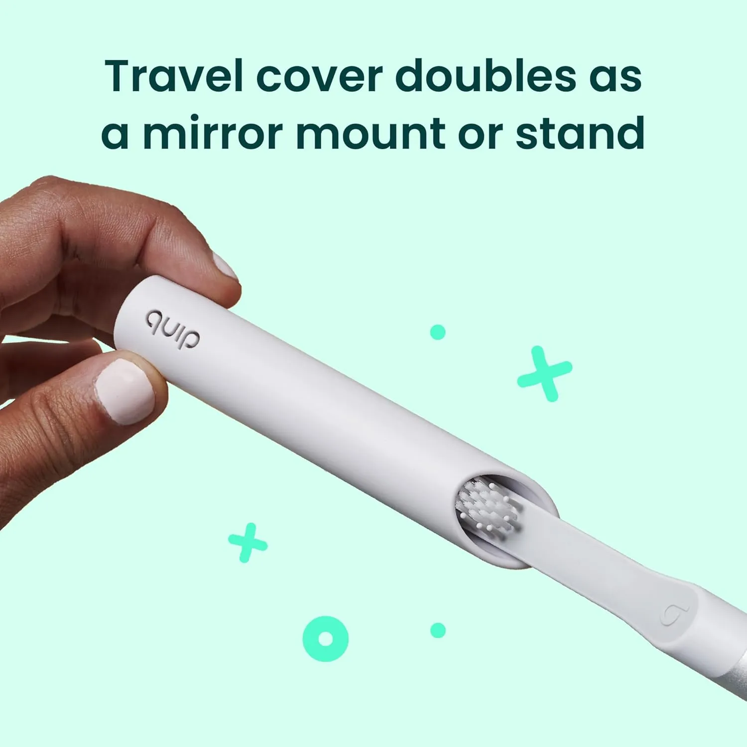 Quip Sonic Toothbrush for Adults with Timer - Includes Extra Brush Head and Travel Cover Mount - Electric, Soft Bristle Refill Head, Metal Handle, 3 Month Battery Life - Travel Toothbrush - Slate