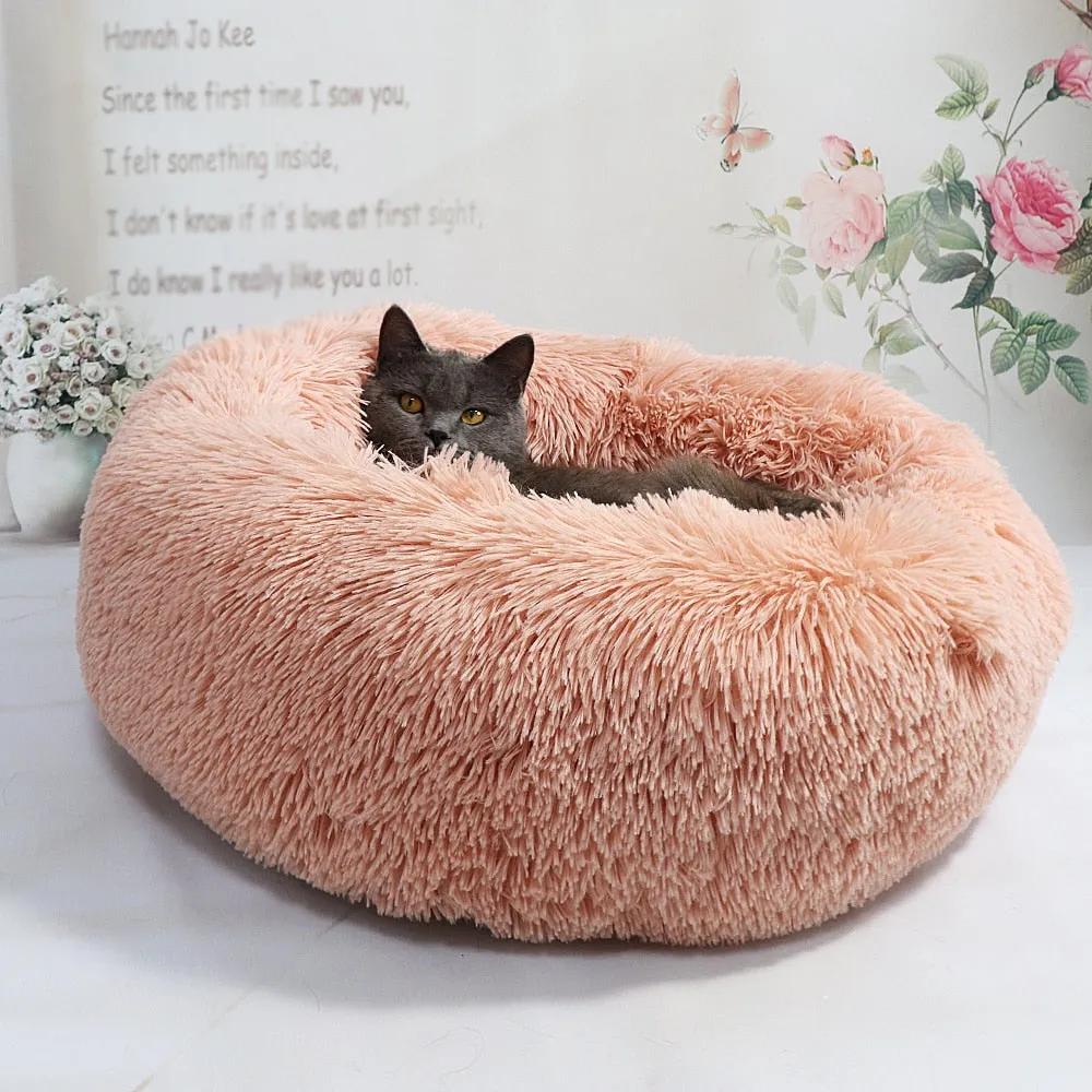 Round Soft Plush Cat Bed for Winter (Cats and Small Dogs)