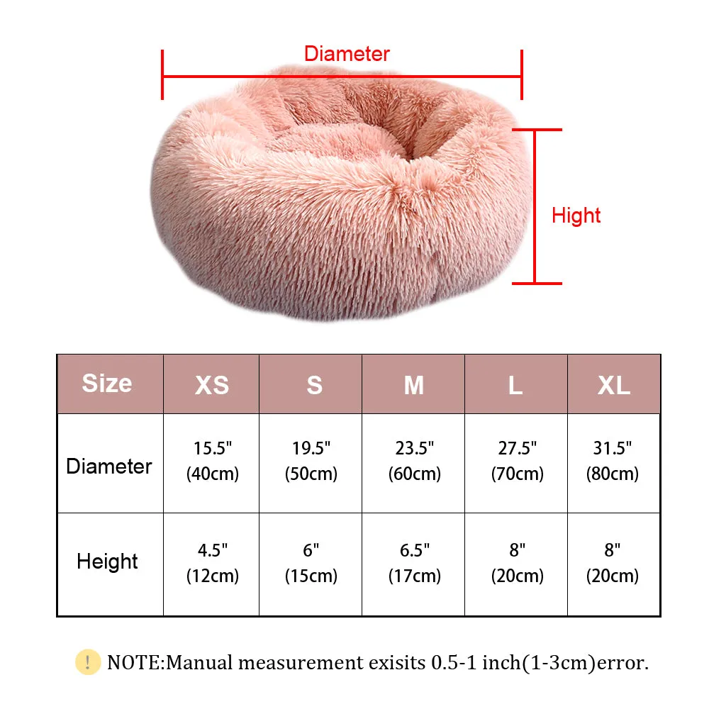 Round Soft Plush Cat Bed for Winter (Cats and Small Dogs)