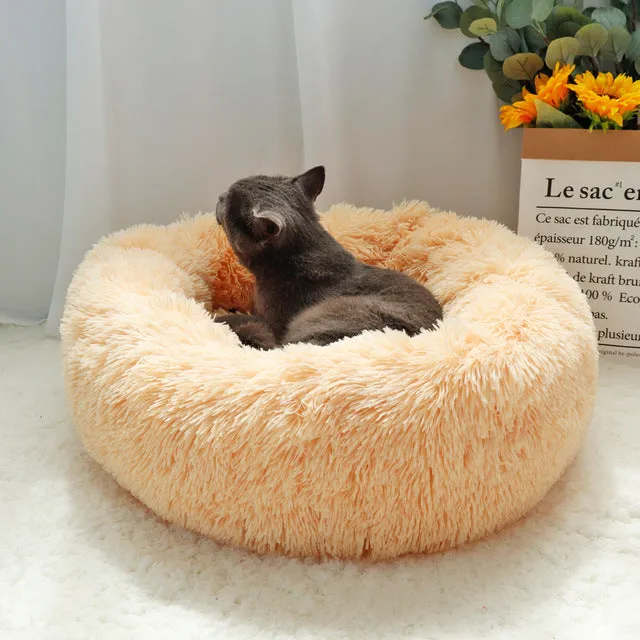 Round Soft Plush Cat Bed for Winter (Cats and Small Dogs)