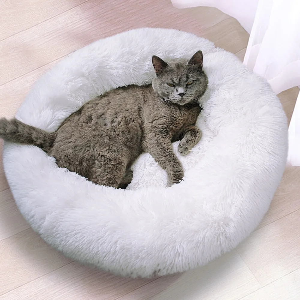 Round Soft Plush Cat Bed for Winter (Cats and Small Dogs)