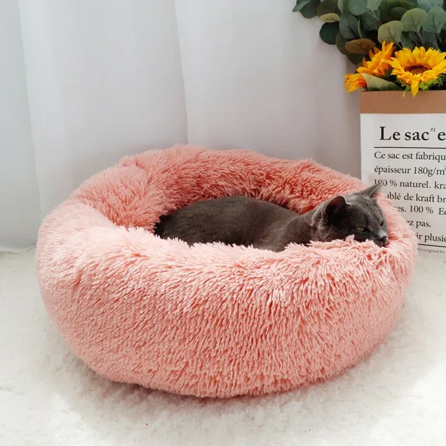 Round Soft Plush Cat Bed for Winter (Cats and Small Dogs)