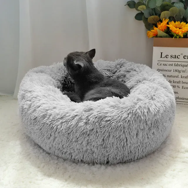 Round Soft Plush Cat Bed for Winter (Cats and Small Dogs)