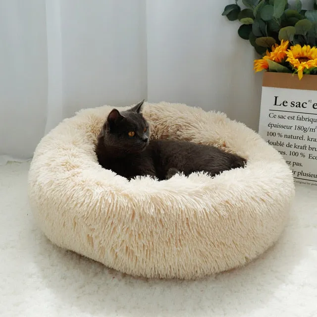 Round Soft Plush Cat Bed for Winter (Cats and Small Dogs)
