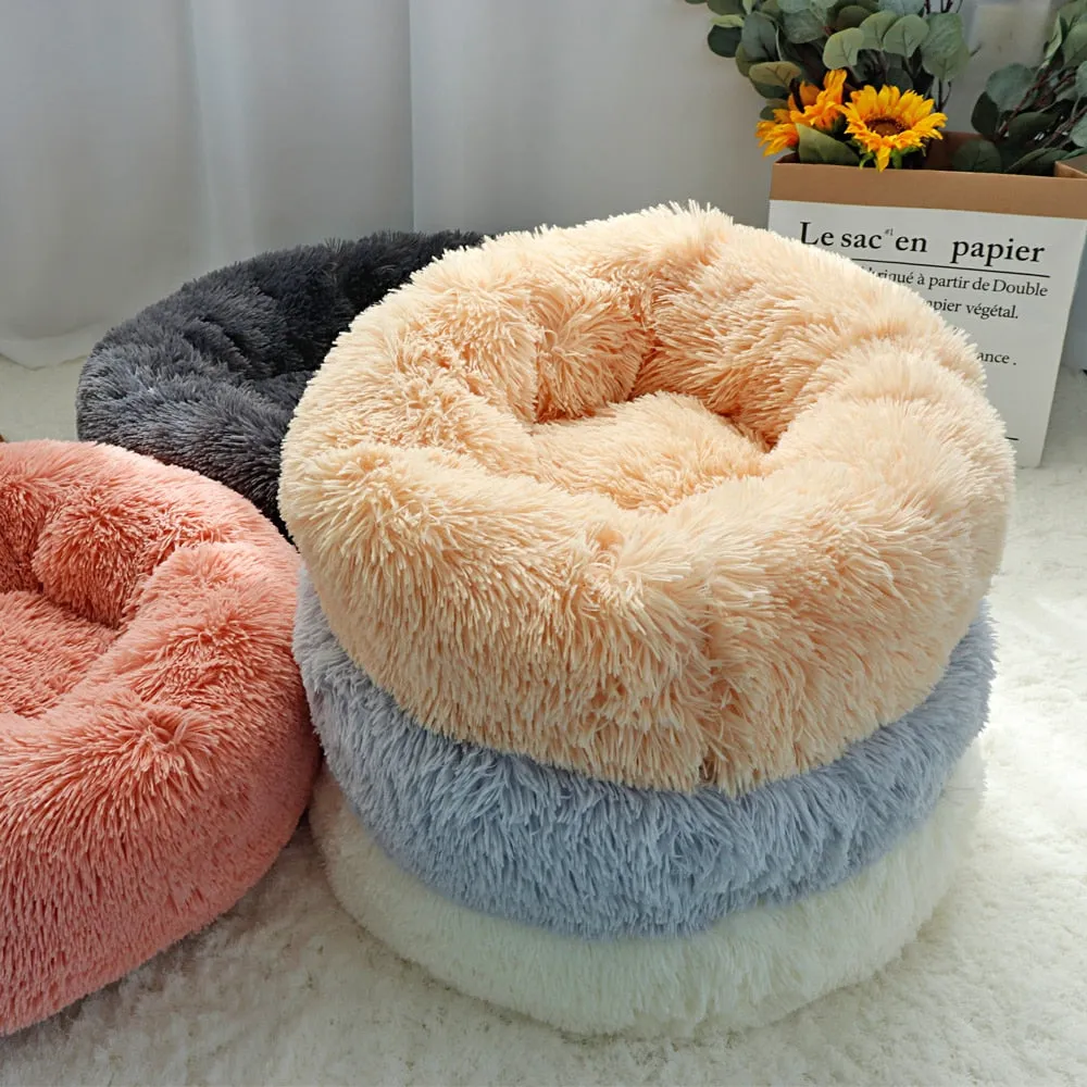 Round Soft Plush Cat Bed for Winter (Cats and Small Dogs)