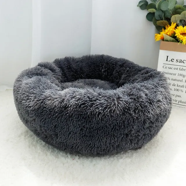 Round Soft Plush Cat Bed for Winter (Cats and Small Dogs)