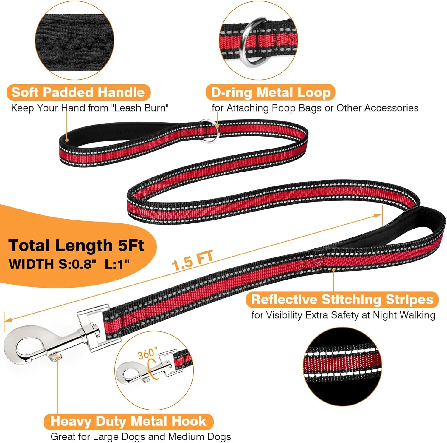 Service Dog Vest ID Tag Leash 6 Pcs Patches,Air Mesh Service Dog Harness with 2 Handles Dog Leash,2-Sided Metal Tag for Service Animals for Walking Training,No Pull Pet Harness Set Red XL