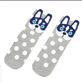 Siberian Husky Dog Polka Dot Ladies Socks