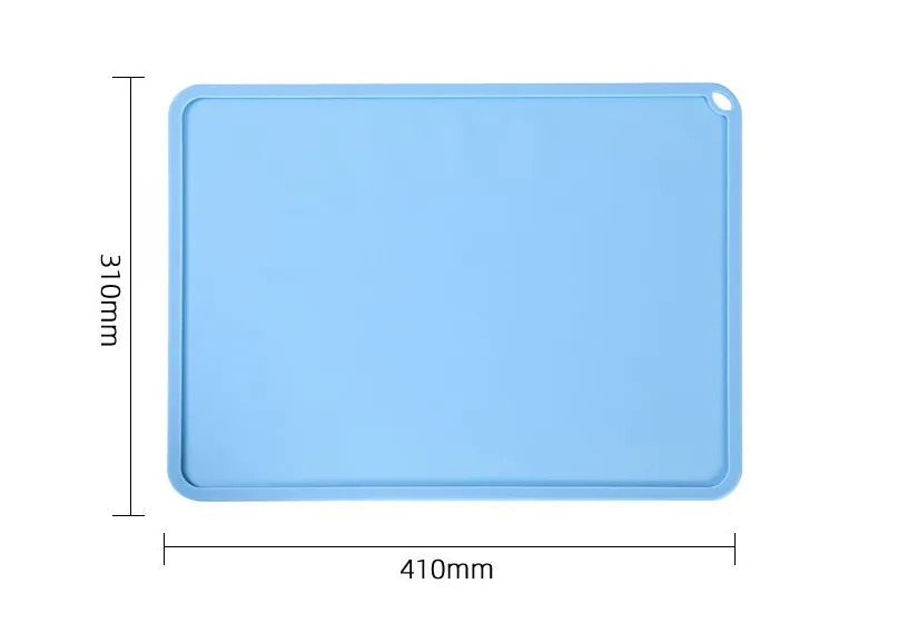 Silicone Pet Feeding Food Mat Waterproof Non-slip Dog Cat Bowl Placemat Light Blue