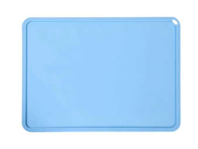 Silicone Pet Feeding Food Mat Waterproof Non-slip Dog Cat Bowl Placemat Light Blue
