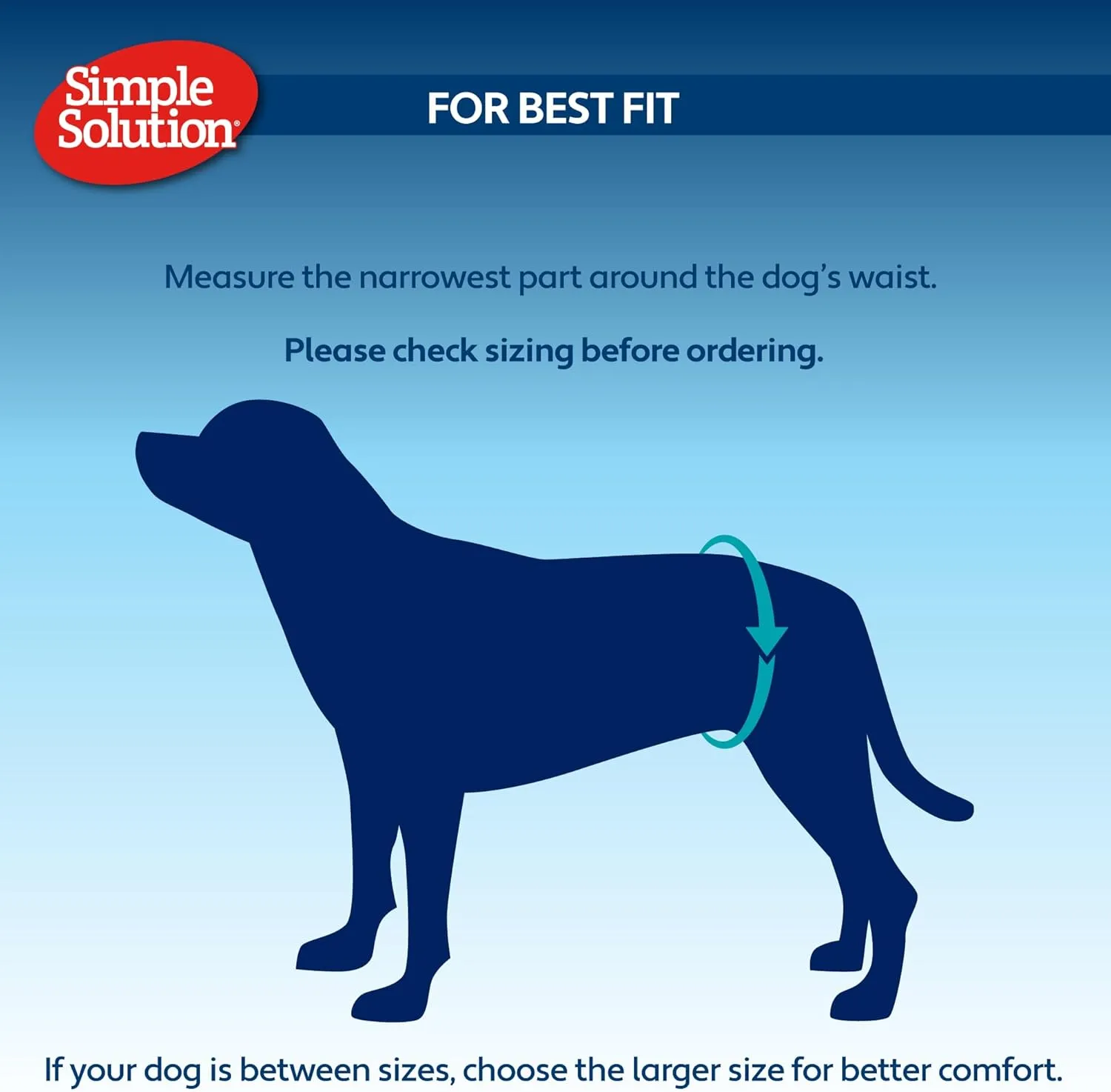 Simple Solution Disposable Wraps for Male Dogs, Dog Diapers, Male Dog Wraps, Leak Proof with Wetness Indicator, Potty Training, Doggie Diaper for Incontinence, 15  23 Inch Waist, (M,12 Count)