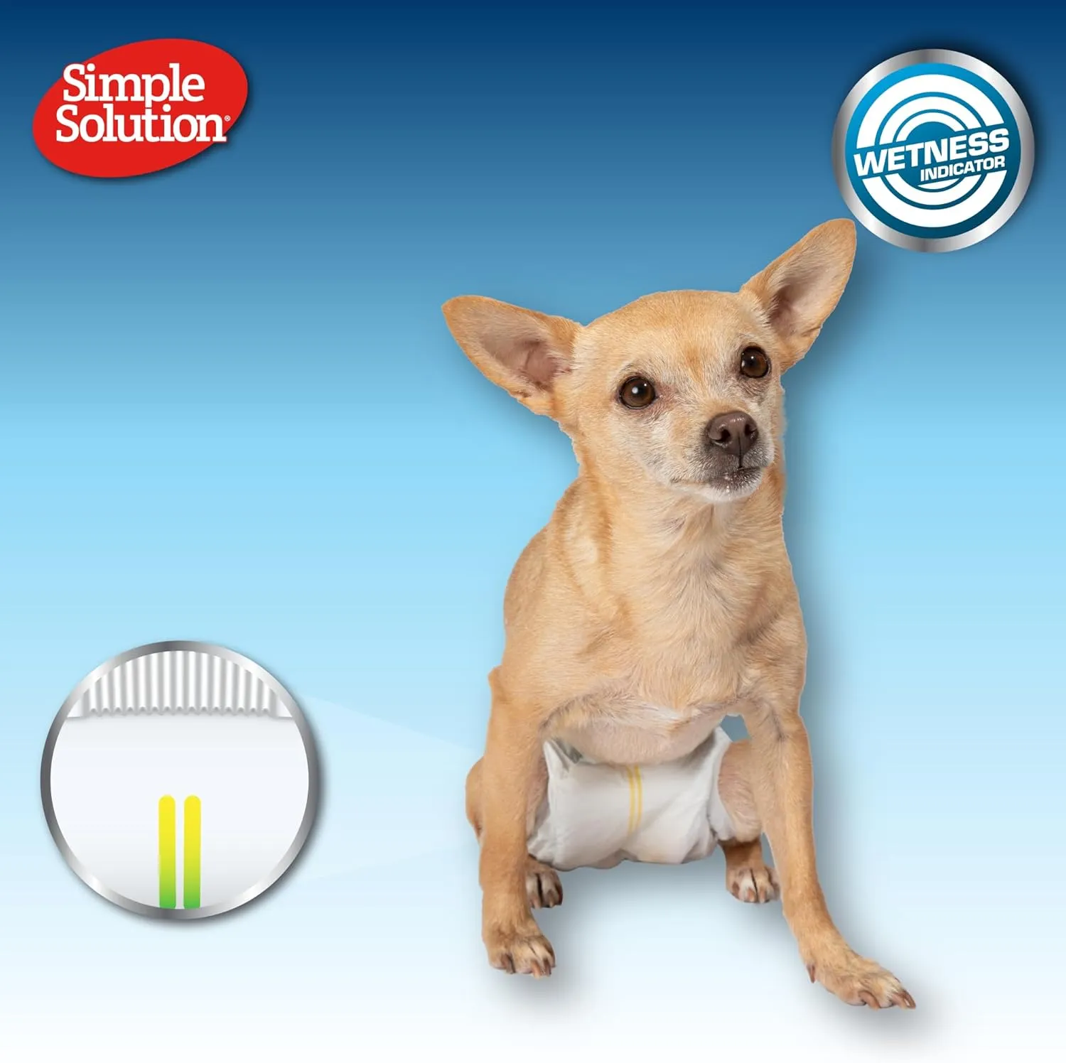 Simple Solution Disposable Wraps for Male Dogs, Dog Diapers, Male Dog Wraps, Leak Proof with Wetness Indicator, Potty Training, Doggie Diaper for Incontinence, 15  23 Inch Waist, (M,12 Count)