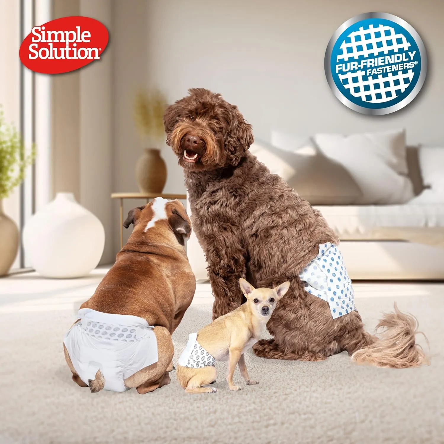 Simple Solution Disposable Wraps for Male Dogs, Dog Diapers, Male Dog Wraps, Leak Proof with Wetness Indicator, Potty Training, Doggie Diaper for Incontinence, 15  23 Inch Waist, (M,12 Count)