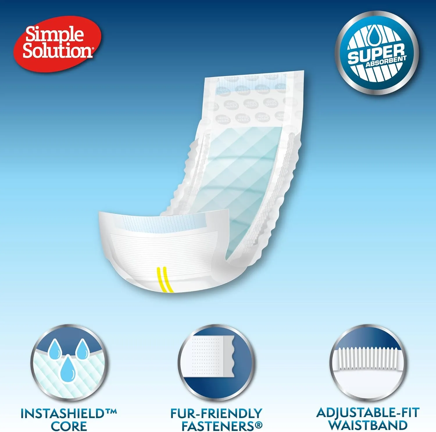 Simple Solution Disposable Wraps for Male Dogs, Dog Diapers, Male Dog Wraps, Leak Proof with Wetness Indicator, Potty Training, Doggie Diaper for Incontinence, 15  23 Inch Waist, (M,12 Count)